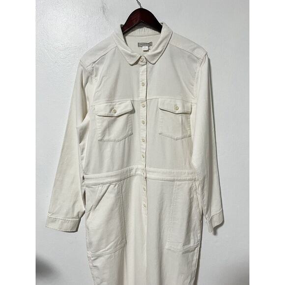 Outerknown Women’s Ivory Soft Corduroy Utility Jumpsuit Size XL Long Sleeve - Picture 2 of 11